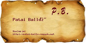 Patai Balló névjegykártya